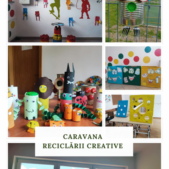 Caravana Reciclării Creative face o oprire la școala noastră, aducând cu ea o explozie plină de culoare.